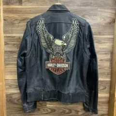 中古 HARLEY-DAVIDSON 刺繍 レザー シングルライダースのサムネイル