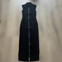 ZARA フロントジップ ロングワンピース ブラック