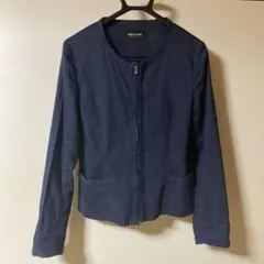 COMME CA DU MODE コムサデモードの春物の麻ジャケット　紺色9号のサムネイル