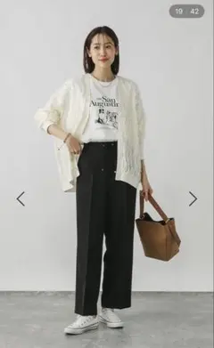 新品グローバルワーク ウツクシルエットイージーWクロスストレートパンツ