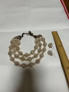 クリアビーズとパールのネックレスセット ファッションジュエリー #おまとめ割引可