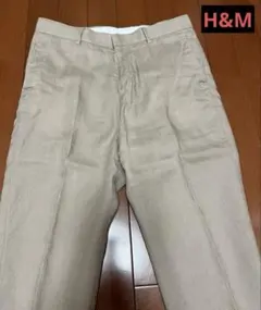 H&M✨リネン100% スリムフィットパンツ　44のサムネイル