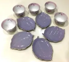 翆泉　万葉草花　茶菓揃　湯呑みと小皿の5客セット