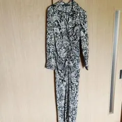 ZARA ペイズリー柄　シャツワンピース　長袖　グレー　S