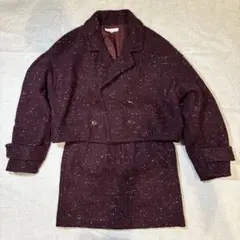 moussy マウジー セットアップ パープル ツイードショートジャケット