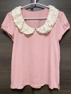 フランシュリッペ　レースえり　トップス　Tシャツ　ピンク　Mサイズのサムネイル