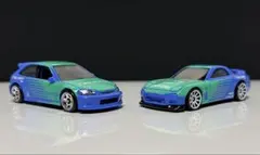 ホットウィール ファルケンカラー マツダRX-7&ホンダシビックタイプR セット