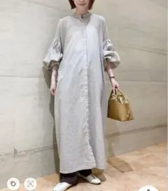 URBAN RESEARCH DOORS チェックギャザー スリーブ ワンピース