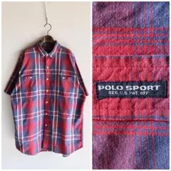 ポロスポーツ ラルフローレン コットンリネンチェックシャツ LL インド製