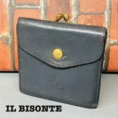 【IL BISONTE】イルビゾンテ がま口 三つ折り財布 レザー ダークグレー