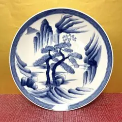 【有田焼】山水  峯山作  大皿　染付山水   大皿  飾り皿 ★新品未使用★