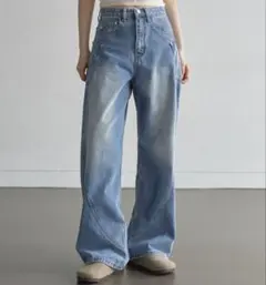 【UNEMANSION】韓国　ユニセックスデニム　低身長