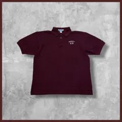 US古着 90s Champion カレッジ 刺繍 ポロシャツ半袖 ボルドー L