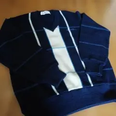 Arnold Palmer ネイビー ストライプ ニットセーター Mサイズ。