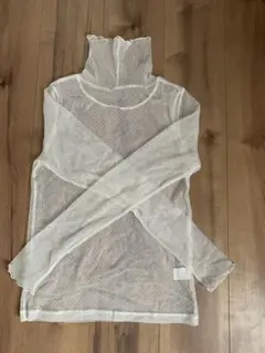 UNITED ARROWS シアー ドット タートルネック カットソー　白