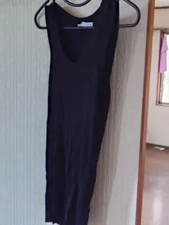 ZARA BASIC ザラベーシック リブニットワンピース Uネック ブラック
