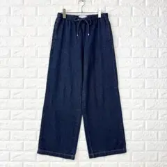 ザラ/S/紺/デニムワイドパンツ/イージー/ウエストゴム/春夏秋/M~L相当