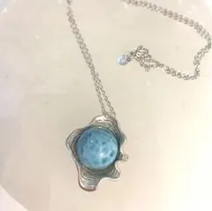 【ドミニカ共和国産】極上大粒☆ラリマー シェルデザイン　シルバー925ペンダント