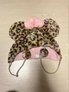 ヒョウ柄ミッキー耳帽子