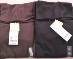 ユニクロ　ライトフリースタートルネックT　ブラウン　ブラック　2枚