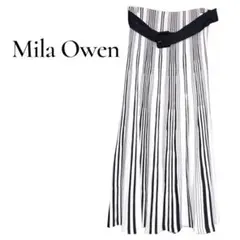 美品♡Mila Owen ♡ストライプ フレアロングスカート 黒白