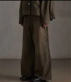 【GRANCY】ジップデザイン バギーデニム パンツ　ブラウン　グランシー