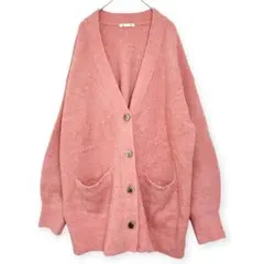 GU◇パフィータッチ オーバーサイズ カーディガン（L）ピンク ゆったり