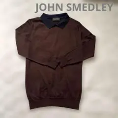 ジョンスメドレー*クレリックポロニット[S]襟付きニット*バイカラー