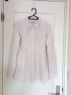 無印良品 ピンクストライプ長袖シャツ レディース M