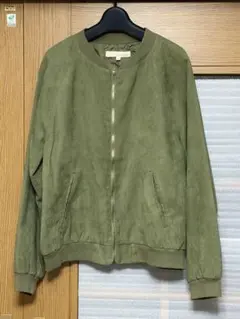 pink adobe レディース スエード調 ジップアップブルゾン カーキL