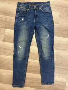 ZARA スキニーデニム ダメージ加工 レディース ブルー