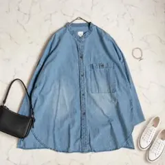 完売！25SS スピックアンドスパン バンドカラー ボックス ダンガリー 