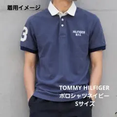 TOMMY HILFIGER ポロシャツネイビー S Slim Fit 刺繍ロゴ