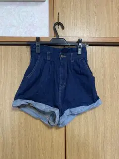 【ヘザー】ハイウエストタックデニムショートパンツ