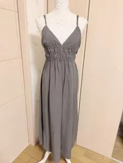 ノースリーブロングワンピース グレー バッククロス