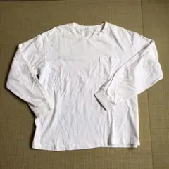 Fs50 GU ジーユー 長袖 Tシャツ 白 無地 ポケット付き Sサイズ