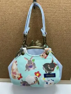 うさぎ12.5㎝クシ型あおりがま口ポーチ