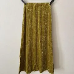 イエロー　シワ加工 ロングスカート