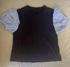 GU キッズ Tシャツ 110 ネイビー ストライプ袖