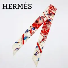 HERMÈS エルメス ツイリー パリジェンヌ レッド×アイボリー タグありのサムネイル