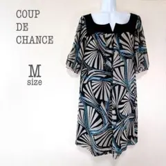 a2787【クードシャンス】幾何学柄シフォンチュニックワンピ 体型カバー 秋冬