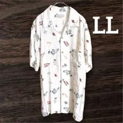 極美品◆最高級レーヨン100%◆アロハ調 総柄シャツ メンズLL 開襟 ゆるだぼ