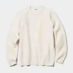 UNIQLOウォッシャブルストレッチミラノリブクルーネックセーターオフホワイト