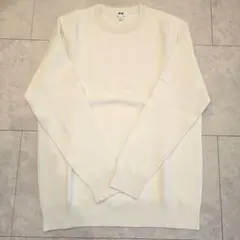 【未使用】ユニクロ　クルーネック　ニット　オフホワイト　L