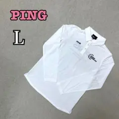 ★中古品★ PING ポロシャツ　長袖　ホワイト　Lサイズ　軽量