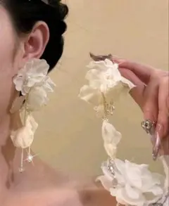 花モチーフ ピアス ピンク 白　4点