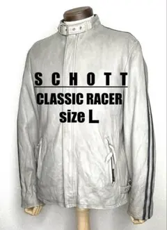 タグ付き】SCHOTT ショット シングルライダース ラムレザー 白 XL