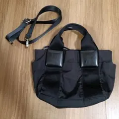 パピヨネ　ブラック　トートバッグ　ショルダーバッグ