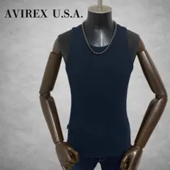 AVIREX U.S.A. タンクトップ　ネイビー　紺色　ノースリーブカットソーのサムネイル