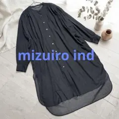 ミズイロインド mizuiroind シアー ワンピース　バンドカラー　ブラック